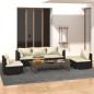 vidaXL 5-tlg. Garten-Lounge-Set mit Kissen Poly Rattan Schwarz vidaXL 5-tlg. Garten-Lounge-Set mit Kissen Poly Rattan Schwarz