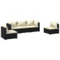 vidaXL 5-tlg. Garten-Lounge-Set mit Kissen Poly Rattan Schwarz vidaXL 5-tlg. Garten-Lounge-Set mit Kissen Poly Rattan Schwarz