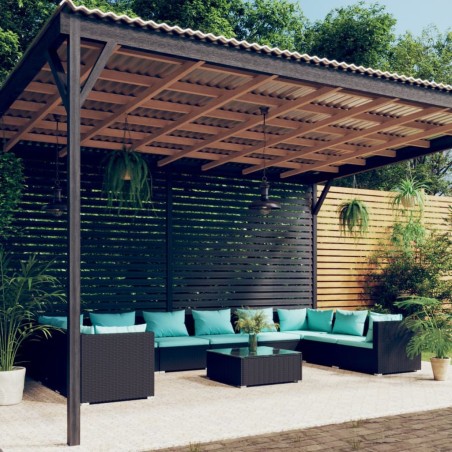 vidaXL 11-tlg. Garten-Lounge-Set mit Kissen Poly Rattan Schwarz
