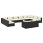 vidaXL 12-tlg. Garten-Lounge-Set mit Kissen Schwarz Poly Rattan vidaXL 12-tlg. Garten-Lounge-Set mit Kissen Schwarz Poly Rattan