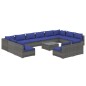 vidaXL 13-tlg. Garten-Lounge-Set mit Kissen Grau Poly Rattan vidaXL 13-tlg. Garten-Lounge-Set mit Kissen Grau Poly Rattan