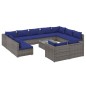 vidaXL 12-tlg. Garten-Lounge-Set mit Kissen Grau Poly Rattan vidaXL 12-tlg. Garten-Lounge-Set mit Kissen Grau Poly Rattan