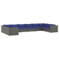 vidaXL 10-tlg. Garten-Lounge-Set mit Kissen Poly Rattan Grau vidaXL 10-tlg. Garten-Lounge-Set mit Kissen Poly Rattan Grau