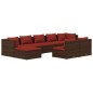 vidaXL 9-tlg. Garten-Lounge-Set mit Kissen Braun Poly Rattan vidaXL 9-tlg. Garten-Lounge-Set mit Kissen Braun Poly Rattan