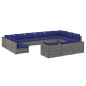 vidaXL 13-tlg. Garten-Lounge-Set mit Kissen Grau Poly Rattan vidaXL 13-tlg. Garten-Lounge-Set mit Kissen Grau Poly Rattan