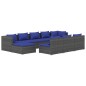 vidaXL 10-tlg. Garten-Lounge-Set mit Kissen Grau Poly Rattan