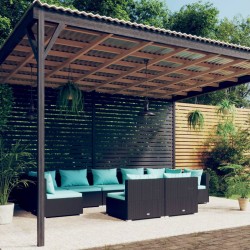 vidaXL 9-tlg. Garten-Lounge-Set mit Kissen Schwarz Poly Rattan