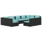 vidaXL 9-tlg. Garten-Lounge-Set mit Kissen Schwarz Poly Rattan vidaXL 9-tlg. Garten-Lounge-Set mit Kissen Schwarz Poly Rattan