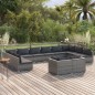 vidaXL 12-tlg. Garten-Lounge-Set mit Kissen Grau Poly Rattan