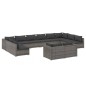 vidaXL 12-tlg. Garten-Lounge-Set mit Kissen Grau Poly Rattan
