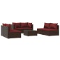 vidaXL 7-tlg. Garten-Lounge-Set mit Kissen Poly Rattan Braun vidaXL 7-tlg. Garten-Lounge-Set mit Kissen Poly Rattan Braun