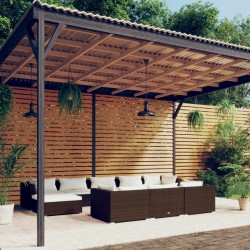 vidaXL 10-tlg. Garten-Lounge-Set mit Kissen Braun Poly Rattan