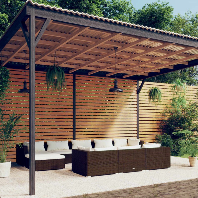 vidaXL 10-tlg. Garten-Lounge-Set mit Kissen Braun Poly Rattan vidaXL 10-tlg. Garten-Lounge-Set mit Kissen Braun Poly Rattan