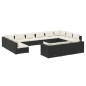 vidaXL 13-tlg. Garten-Lounge-Set mit Kissen Schwarz Poly Rattan vidaXL 13-tlg. Garten-Lounge-Set mit Kissen Schwarz Poly Rattan