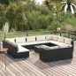 vidaXL 12-tlg. Garten-Lounge-Set mit Kissen Schwarz Poly Rattan vidaXL 12-tlg. Garten-Lounge-Set mit Kissen Schwarz Poly Rattan