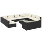 vidaXL 12-tlg. Garten-Lounge-Set mit Kissen Schwarz Poly Rattan vidaXL 12-tlg. Garten-Lounge-Set mit Kissen Schwarz Poly Rattan