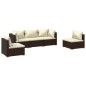 vidaXL 5-tlg. Garten-Lounge-Set mit Kissen Poly Rattan Braun vidaXL 5-tlg. Garten-Lounge-Set mit Kissen Poly Rattan Braun