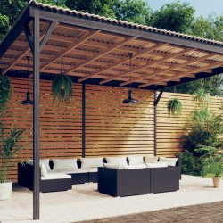 vidaXL 9-tlg. Garten-Lounge-Set mit Kissen Schwarz Poly Rattan