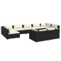 vidaXL 9-tlg. Garten-Lounge-Set mit Kissen Schwarz Poly Rattan vidaXL 9-tlg. Garten-Lounge-Set mit Kissen Schwarz Poly Rattan