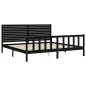 Massivholzbett mit Kopfteil Schwarz 200x200 cm Massivholzbett mit Kopfteil Schwarz 200x200 cm