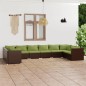 vidaXL 10-tlg. Garten-Lounge-Set mit Kissen Poly Rattan Braun vidaXL 10-tlg. Garten-Lounge-Set mit Kissen Poly Rattan Braun