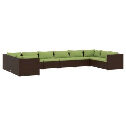 vidaXL 10-tlg. Garten-Lounge-Set mit Kissen Poly Rattan Braun
