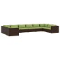 vidaXL 10-tlg. Garten-Lounge-Set mit Kissen Poly Rattan Braun vidaXL 10-tlg. Garten-Lounge-Set mit Kissen Poly Rattan Braun