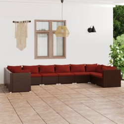 vidaXL 10-tlg. Garten-Lounge-Set mit Kissen Poly Rattan Braun