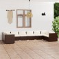 vidaXL 10-tlg. Garten-Lounge-Set mit Kissen Poly Rattan Braun vidaXL 10-tlg. Garten-Lounge-Set mit Kissen Poly Rattan Braun