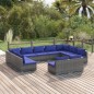 vidaXL 11-tlg. Garten-Lounge-Set mit Kissen Grau Poly Rattan vidaXL 11-tlg. Garten-Lounge-Set mit Kissen Grau Poly Rattan