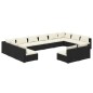 vidaXL 12-tlg. Garten-Lounge-Set mit Kissen Schwarz Poly Rattan vidaXL 12-tlg. Garten-Lounge-Set mit Kissen Schwarz Poly Rattan