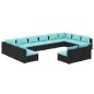vidaXL 12-tlg. Garten-Lounge-Set mit Kissen Schwarz Poly Rattan vidaXL 12-tlg. Garten-Lounge-Set mit Kissen Schwarz Poly Rattan