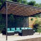 vidaXL 9-tlg. Garten-Lounge-Set mit Kissen Schwarz Poly Rattan vidaXL 9-tlg. Garten-Lounge-Set mit Kissen Schwarz Poly Rattan