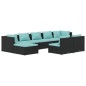 vidaXL 9-tlg. Garten-Lounge-Set mit Kissen Schwarz Poly Rattan vidaXL 9-tlg. Garten-Lounge-Set mit Kissen Schwarz Poly Rattan