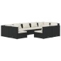 vidaXL 9-tlg. Garten-Lounge-Set mit Kissen Schwarz Poly Rattan vidaXL 9-tlg. Garten-Lounge-Set mit Kissen Schwarz Poly Rattan