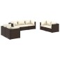 vidaXL 7-tlg. Garten-Lounge-Set mit Kissen Poly Rattan Braun vidaXL 7-tlg. Garten-Lounge-Set mit Kissen Poly Rattan Braun