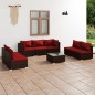 vidaXL 8-tlg. Garten-Lounge-Set mit Kissen Poly Rattan Braun vidaXL 8-tlg. Garten-Lounge-Set mit Kissen Poly Rattan Braun