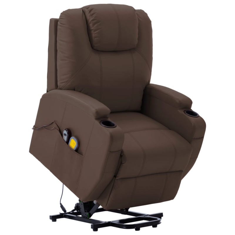 Massagesessel mit Aufstehhilfe Braun Kunstleder Massagesessel mit Aufstehhilfe Braun Kunstleder
