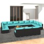 vidaXL 13-tlg. Garten-Lounge-Set mit Kissen Schwarz Poly Rattan vidaXL 13-tlg. Garten-Lounge-Set mit Kissen Schwarz Poly Rattan