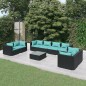 vidaXL 9-tlg. Garten-Lounge-Set mit Kissen Poly Rattan Schwarz vidaXL 9-tlg. Garten-Lounge-Set mit Kissen Poly Rattan Schwarz