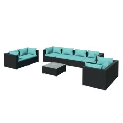 vidaXL 9-tlg. Garten-Lounge-Set mit Kissen Poly Rattan Schwarz