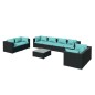 vidaXL 9-tlg. Garten-Lounge-Set mit Kissen Poly Rattan Schwarz vidaXL 9-tlg. Garten-Lounge-Set mit Kissen Poly Rattan Schwarz