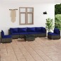 vidaXL 7-tlg. Garten-Lounge-Set mit Kissen Poly Rattan Grau vidaXL 7-tlg. Garten-Lounge-Set mit Kissen Poly Rattan Grau