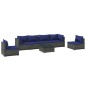 vidaXL 7-tlg. Garten-Lounge-Set mit Kissen Poly Rattan Grau vidaXL 7-tlg. Garten-Lounge-Set mit Kissen Poly Rattan Grau