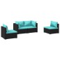 vidaXL 4-tlg. Garten-Lounge-Set mit Kissen Poly Rattan Schwarz vidaXL 4-tlg. Garten-Lounge-Set mit Kissen Poly Rattan Schwarz