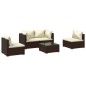 vidaXL 5-tlg. Garten-Lounge-Set mit Kissen Poly Rattan Braun vidaXL 5-tlg. Garten-Lounge-Set mit Kissen Poly Rattan Braun