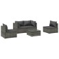 vidaXL 5-tlg. Garten-Lounge-Set mit Kissen Poly Rattan Grau vidaXL 5-tlg. Garten-Lounge-Set mit Kissen Poly Rattan Grau