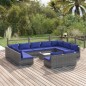 vidaXL 12-tlg. Garten-Lounge-Set mit Kissen Grau Poly Rattan vidaXL 12-tlg. Garten-Lounge-Set mit Kissen Grau Poly Rattan