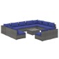 vidaXL 12-tlg. Garten-Lounge-Set mit Kissen Grau Poly Rattan vidaXL 12-tlg. Garten-Lounge-Set mit Kissen Grau Poly Rattan