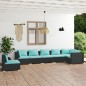 vidaXL 7-tlg. Garten-Lounge-Set mit Kissen Poly Rattan Schwarz vidaXL 7-tlg. Garten-Lounge-Set mit Kissen Poly Rattan Schwarz